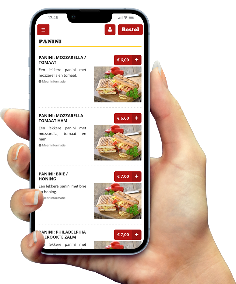 Voorbeeld van onze app op smartphone